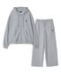 [SET] Signature hood zip-up & Signature relax wide pants - GREY