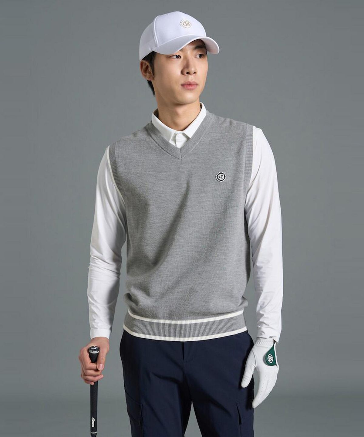 빈폴골프(BEANPOLE GOLF) 남성 V넥 베스트  그레이