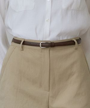 슬림 클래식 레더 벨트 - Brown