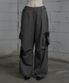 Belted Two-Pocket Cutline Oversized Pants (Charcoal)