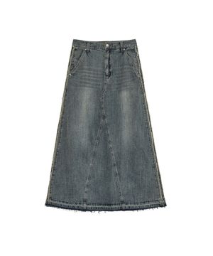 DRAW DENIM LONG SKIRT [INDIGO]