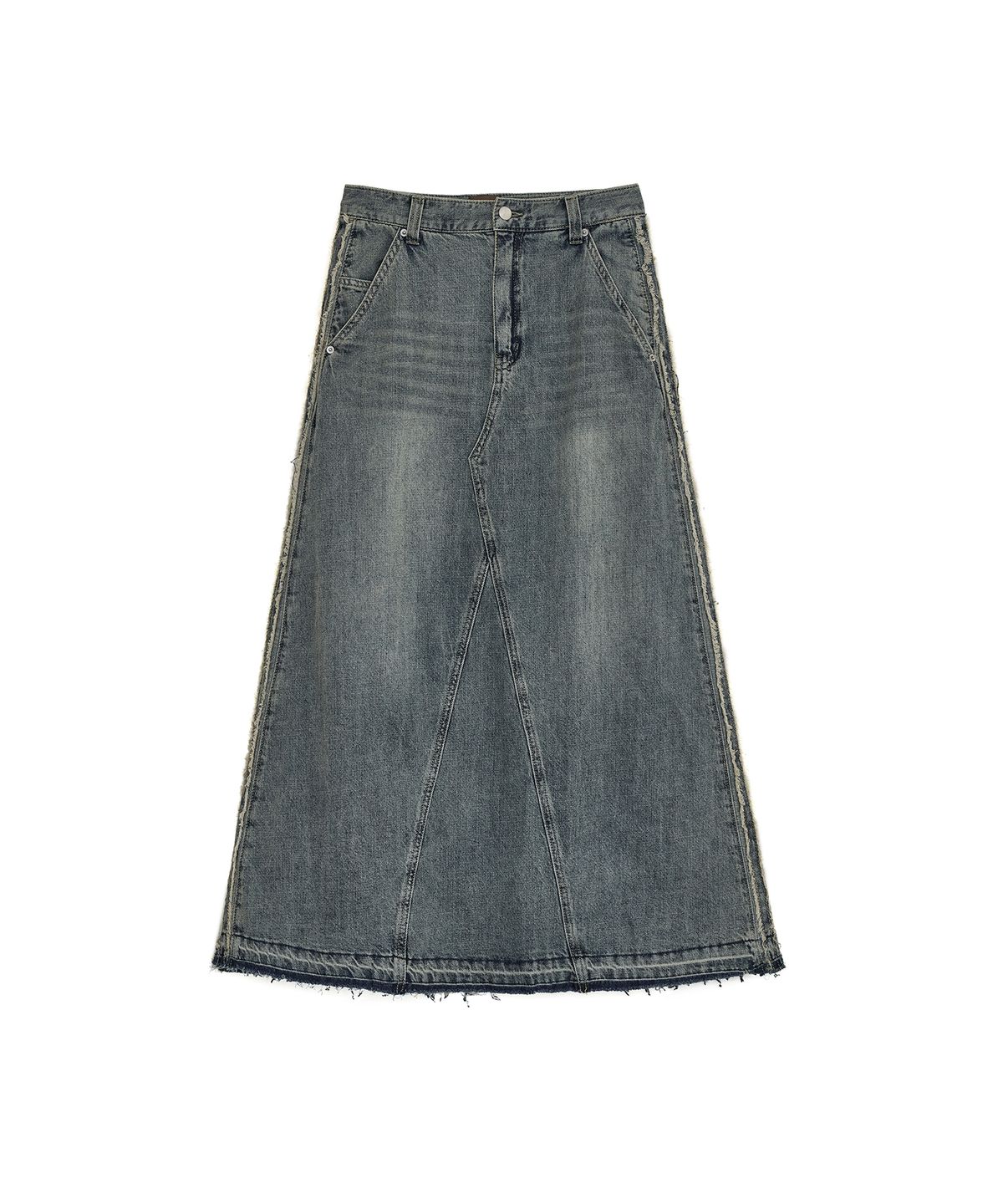 데프가먼츠(DEFGARMENTS) DRAW DENIM LONG SKIRT [INDIGO]