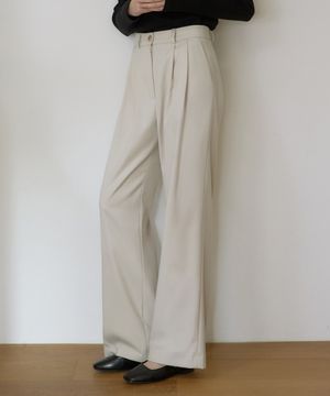 SPPT09 에센셜 투턱 와이드 슬랙스 - Beige