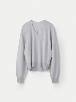 Wool Cashmere V Neck Pullover_Cloud