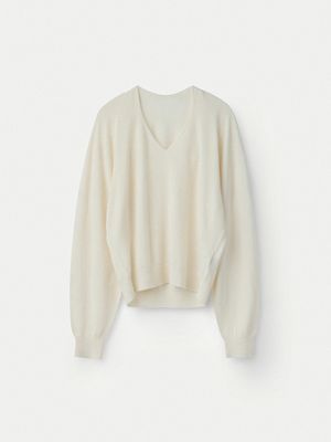 Wool Cashmere V Neck Pullover_Ivory