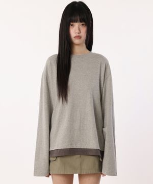 레이어드 배색 롱 슬리브 [그레이]