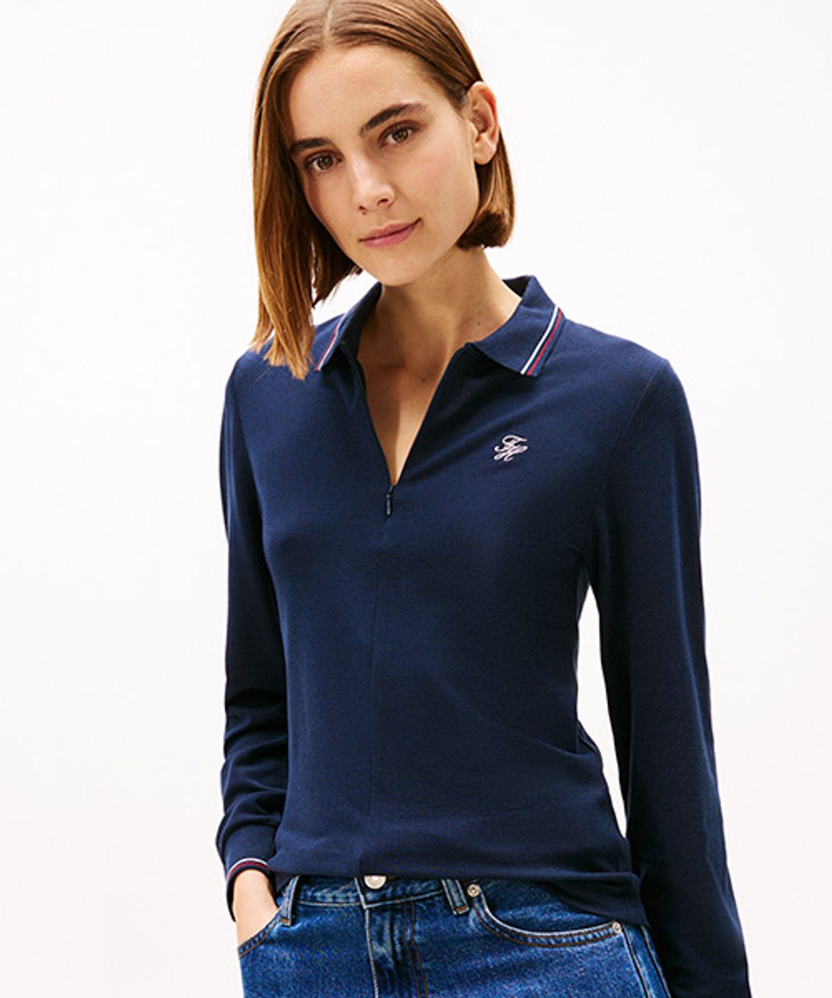 타미힐피거(TOMMY HILFIGER) 하프 집업 긴팔 폴로 티셔츠 (T22G0TPI030WT1C1G)