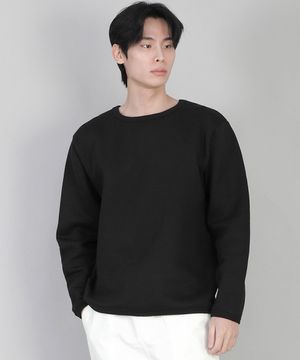 기모 무지 R넥 스웨트셔츠 PRR-870 블랙