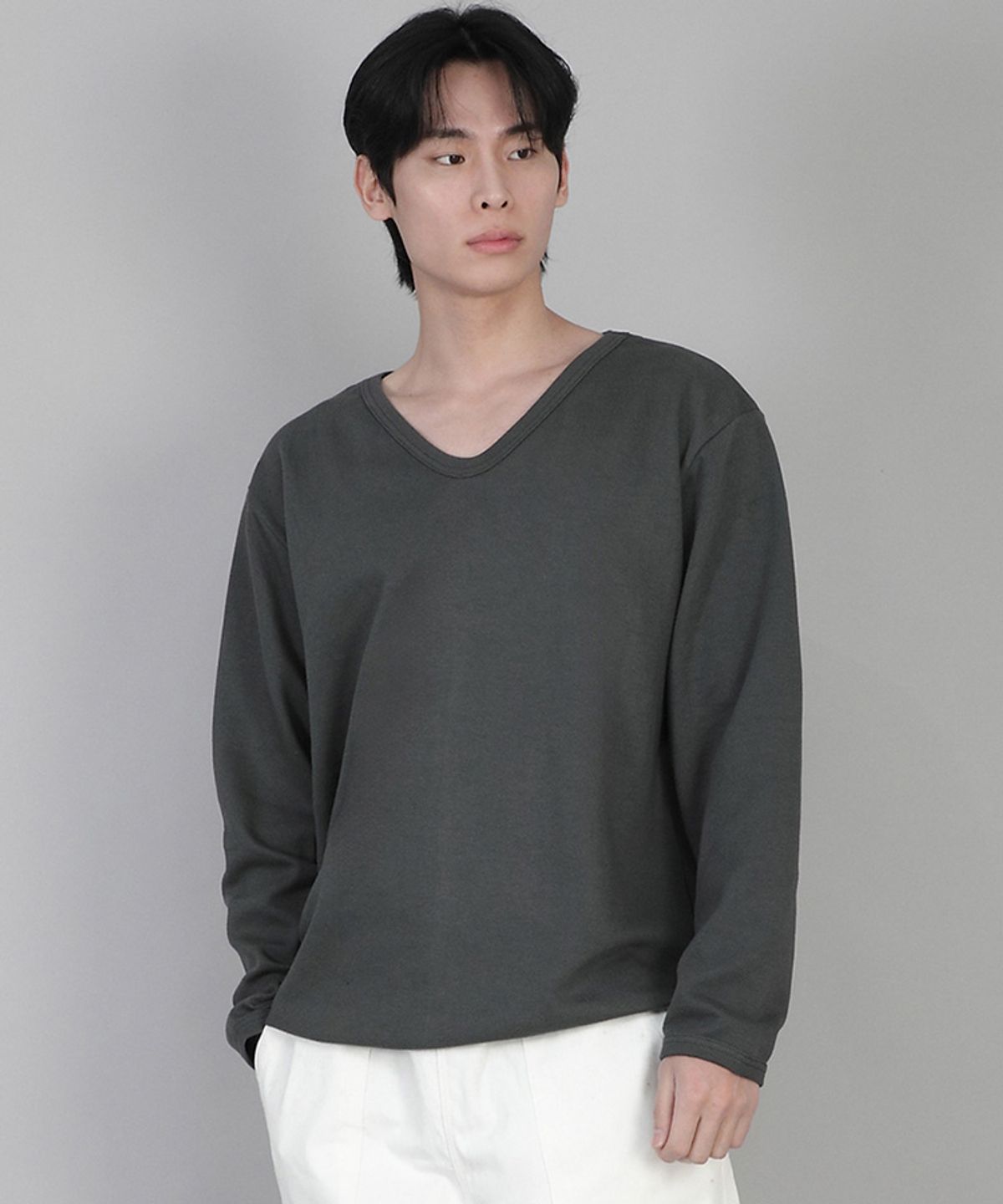 세인트크루(SAINTCREW) 무지 V넥 스웨트셔츠 RVS-874 슬레이트 그레이