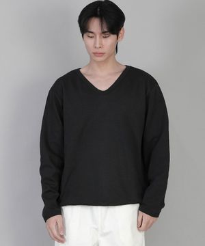 무지 V넥 스웨트셔츠 RVS-874 블랙