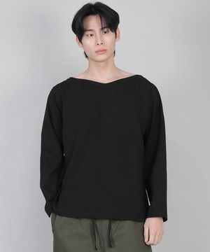 무지 보트넥 긴팔티 RBL-878 블랙