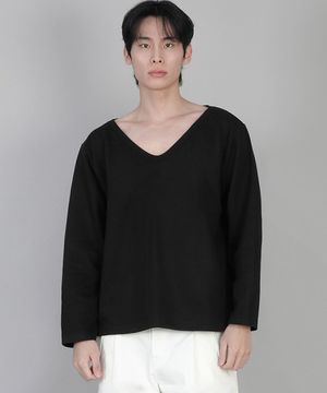 무지 BIG V넥 긴팔티 BIGV-879 블랙