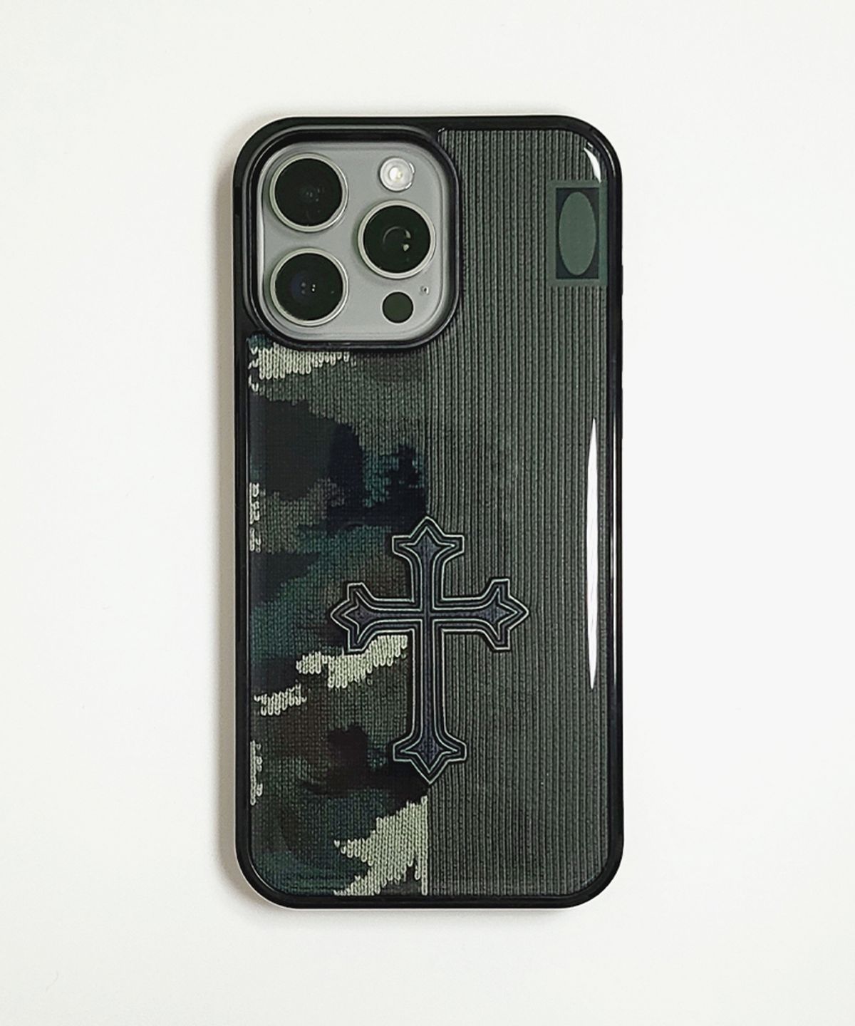 메모리즈바운더리(MEMORIESBOUNDARY) AETERNA Boundary Ritual Cross Knit Case Sacred Moss (BK_Epoxy/MagSafe Glass)