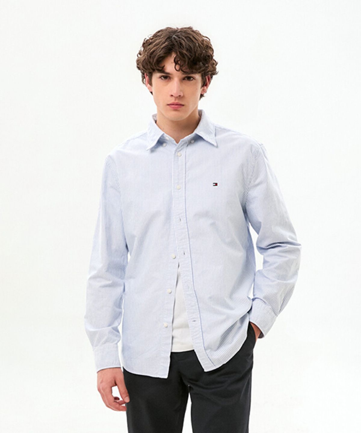 타미힐피거(TOMMY HILFIGER) [Asian fit] 헤리티지 옥스포드 스트라이프 셔츠 (T12G0WSH060MT20A6)