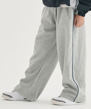 라인 와이드 스웻팬츠 (멜란지그레이)