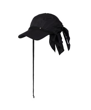 NYLON EMBELLISHED SCARF CAP (BLACK)