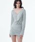 DRAPED HENLEY DRESS (MELANGE GREY)