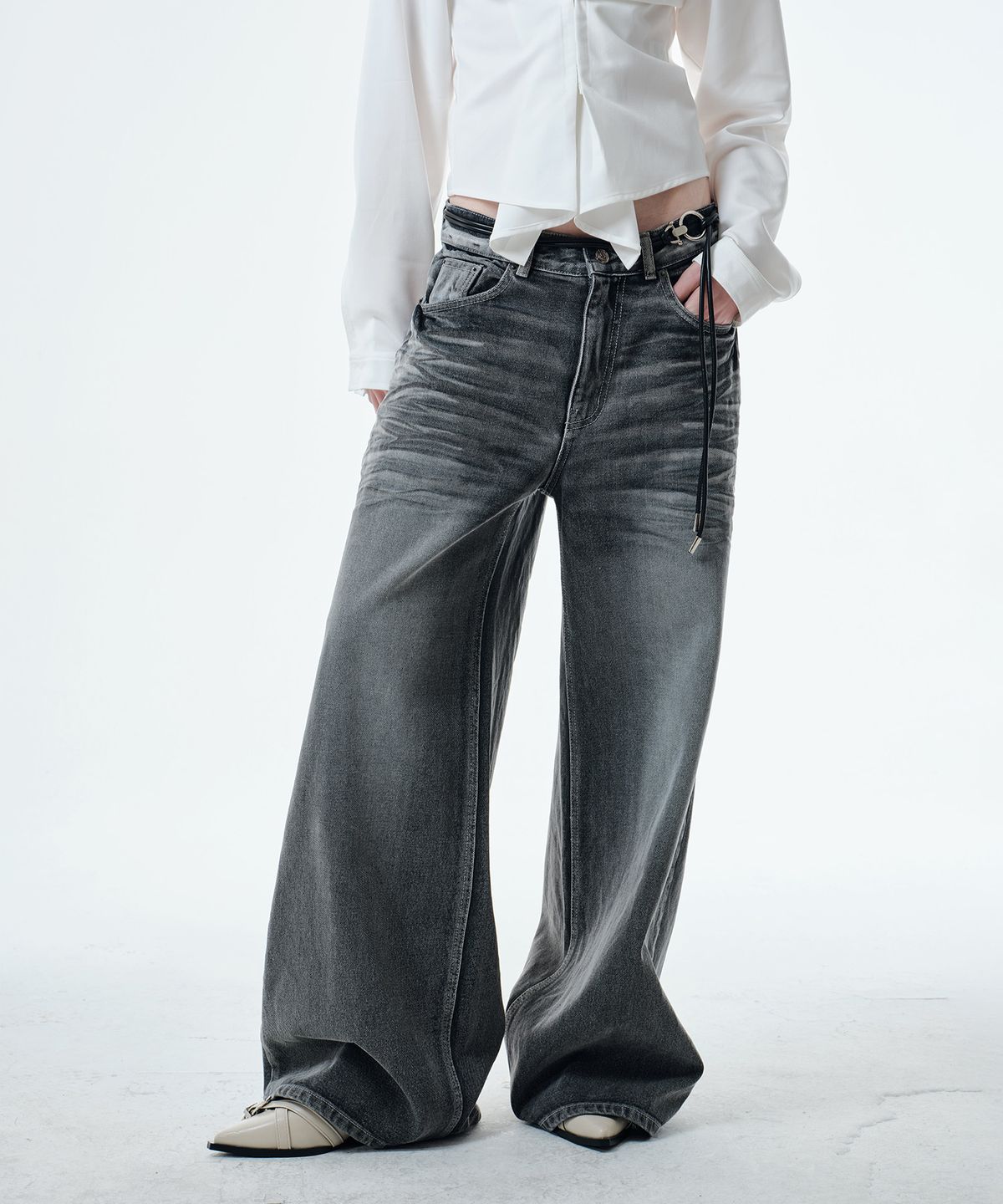 2000아카이브스(2000ARCHIVES) SNYDER WIDE DENIM (STONE GREY)