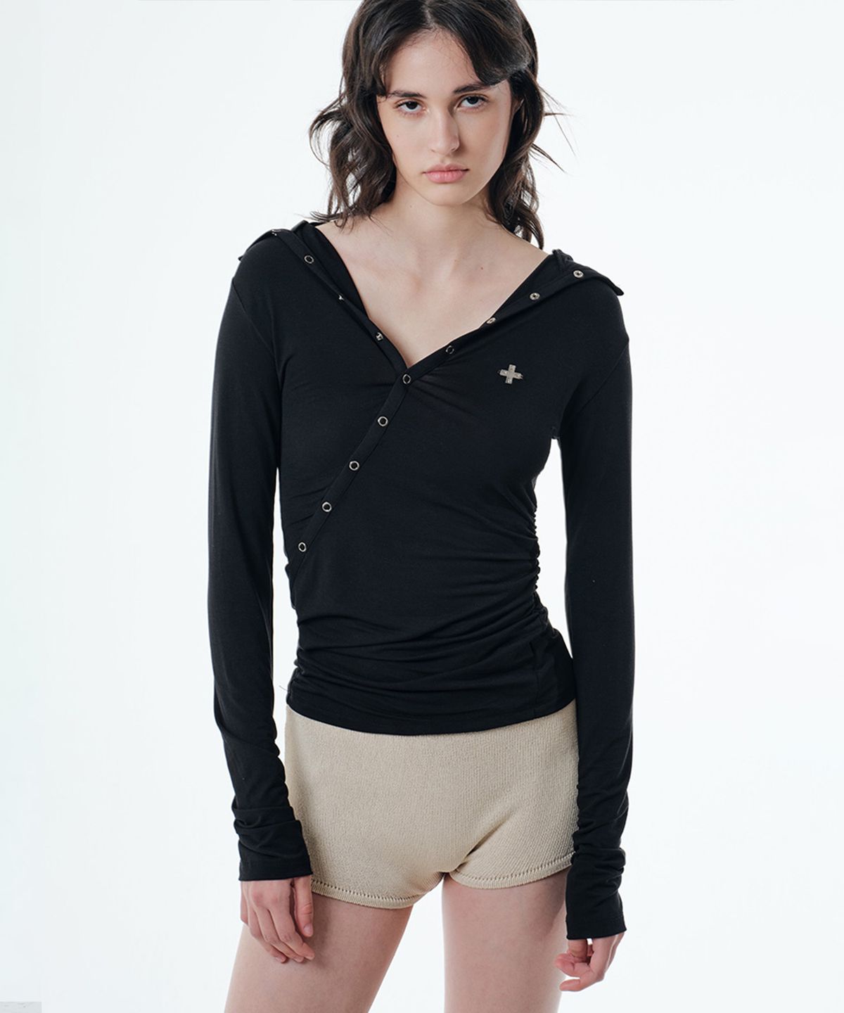 2000아카이브스(2000ARCHIVES) RO DRAPED HOODIE (BLACK)