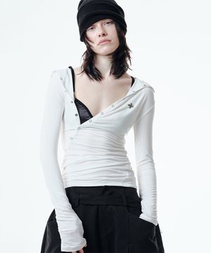 RO DRAPED HOODIE (WHITE)