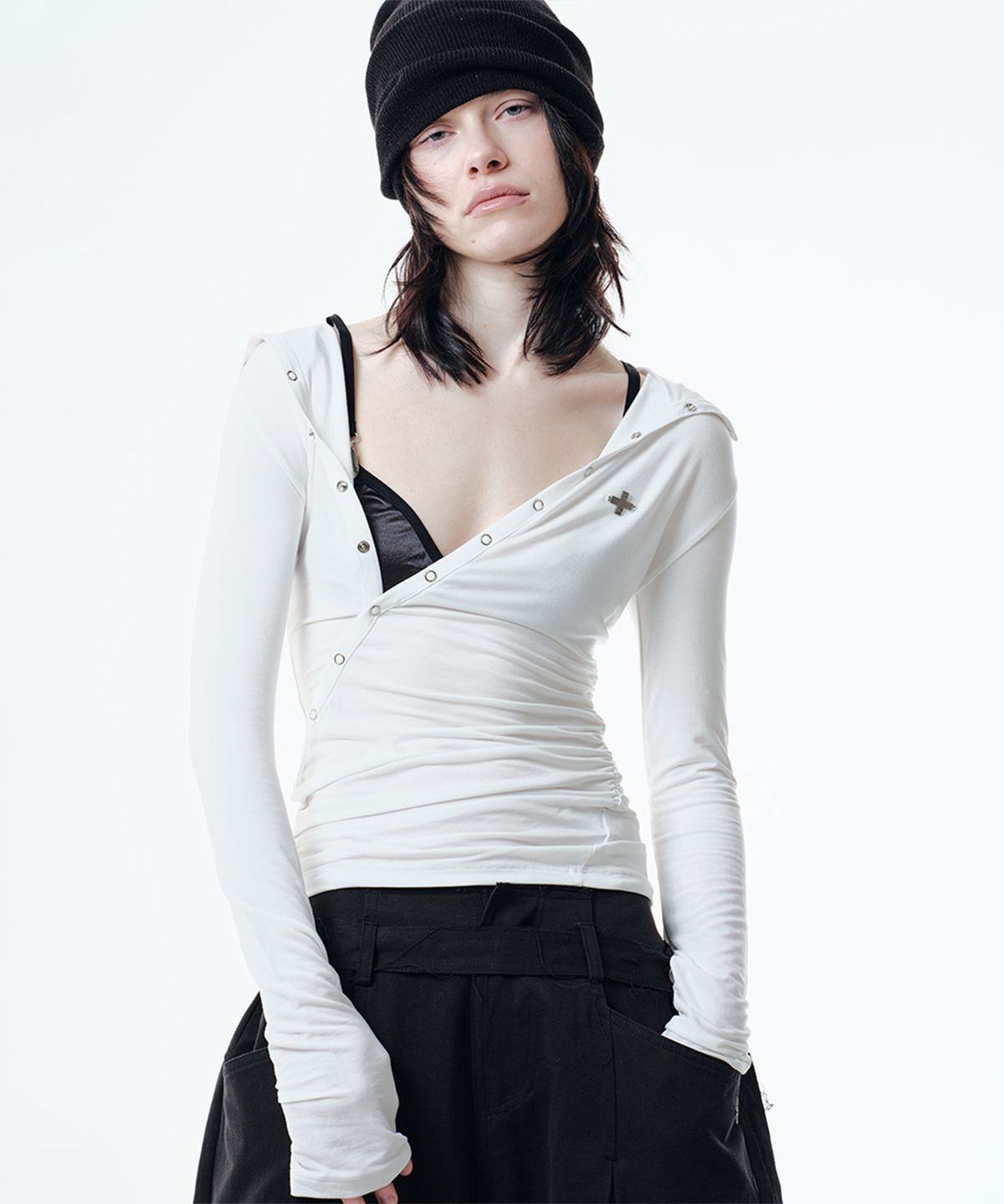 2000아카이브스(2000ARCHIVES) RO DRAPED HOODIE (WHITE)