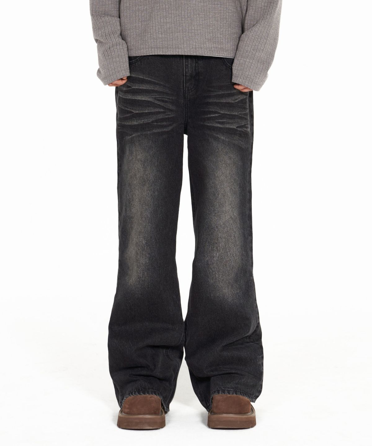 아이돈워너셀(IDWS) Motion Flare Denim Pants Black