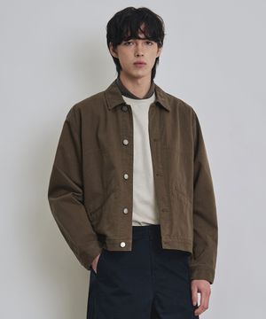 코튼 워크웨어 세미 크롭 자켓 머드브라운 COOSJK043MUDBROWN