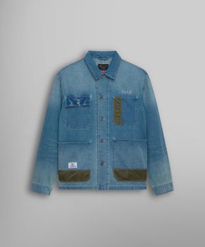 데님 릴랙스드 초어 코트 데님 블루