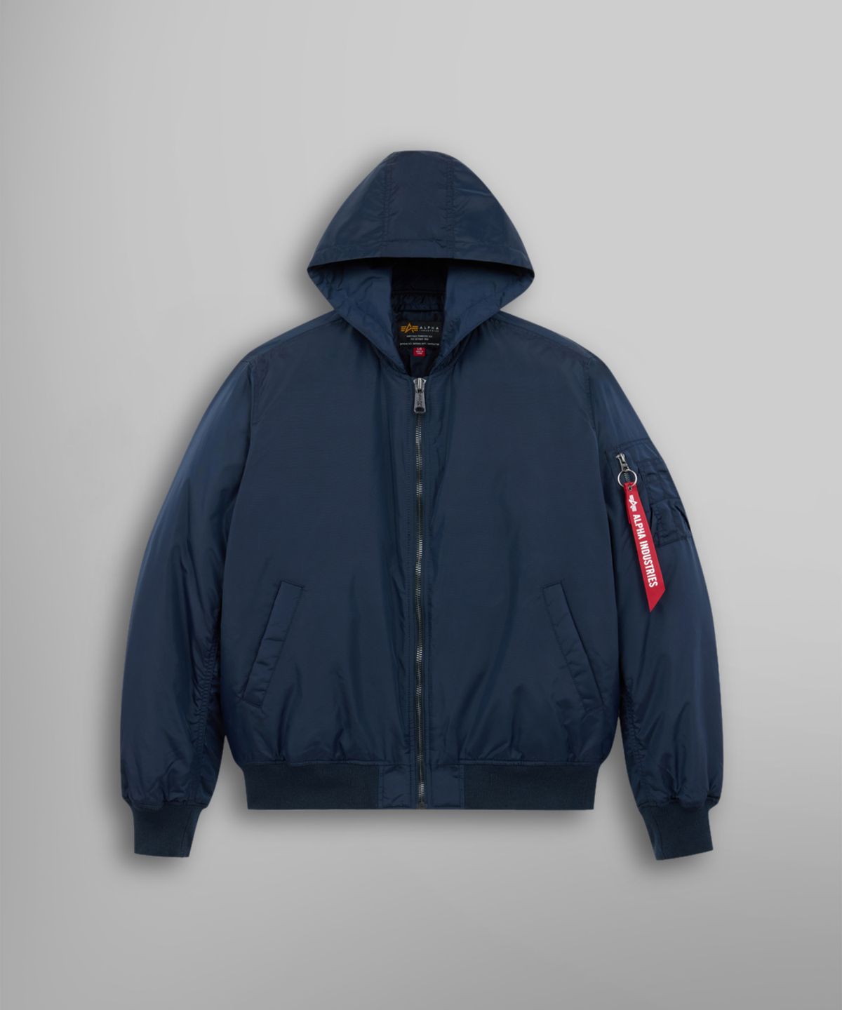알파 인더스트리(ALPHA INDUSTRIES) MA-1 후디드 옥스퍼드 플라이트 자켓 레플리카 블루
