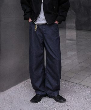 헤링본 커브드 와이드 데님 팬츠_3Color