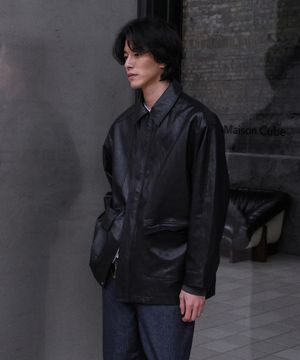 필드 레더 카 코트_Black