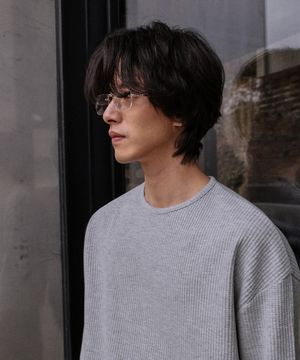 와플 세미 크롭 롱슬리브_Gray