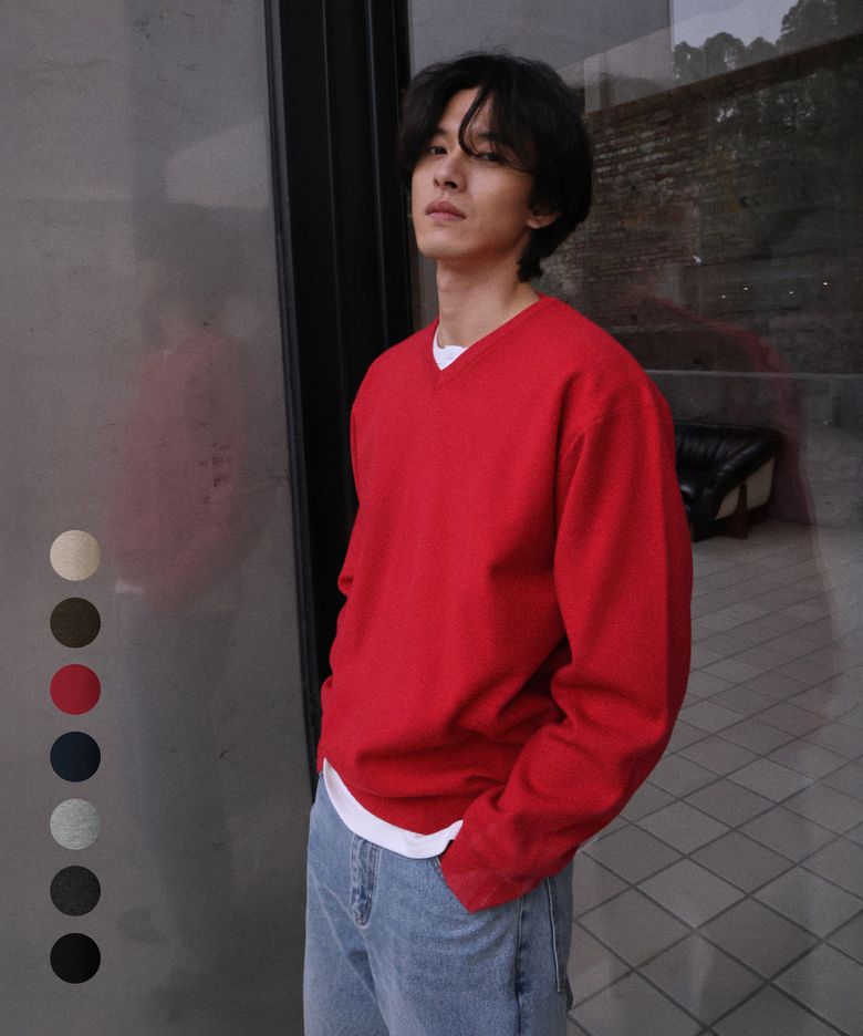 에센셜 무드 브이넥 니트_7Color