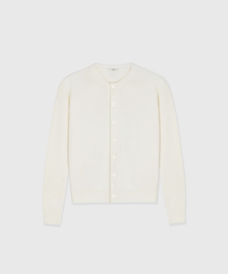 CASSEL FINE MERINO CARDIGAN SNOW WHITE