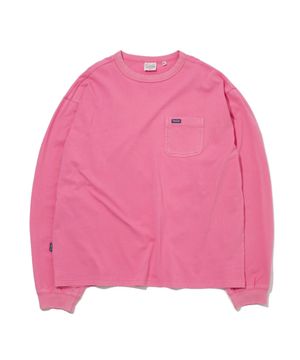 워시드 베이직 포켓 긴소매 티셔츠 핑크_FS1KT41U