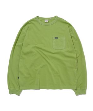 워시드 베이직 포켓 긴소매 티셔츠 그린_FS1KT40U