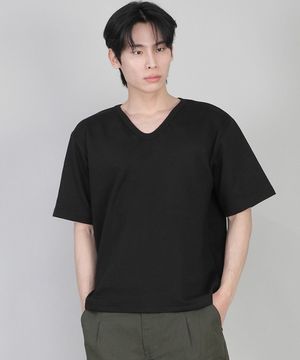 무지 V넥 반팔티 VSR-881 블랙