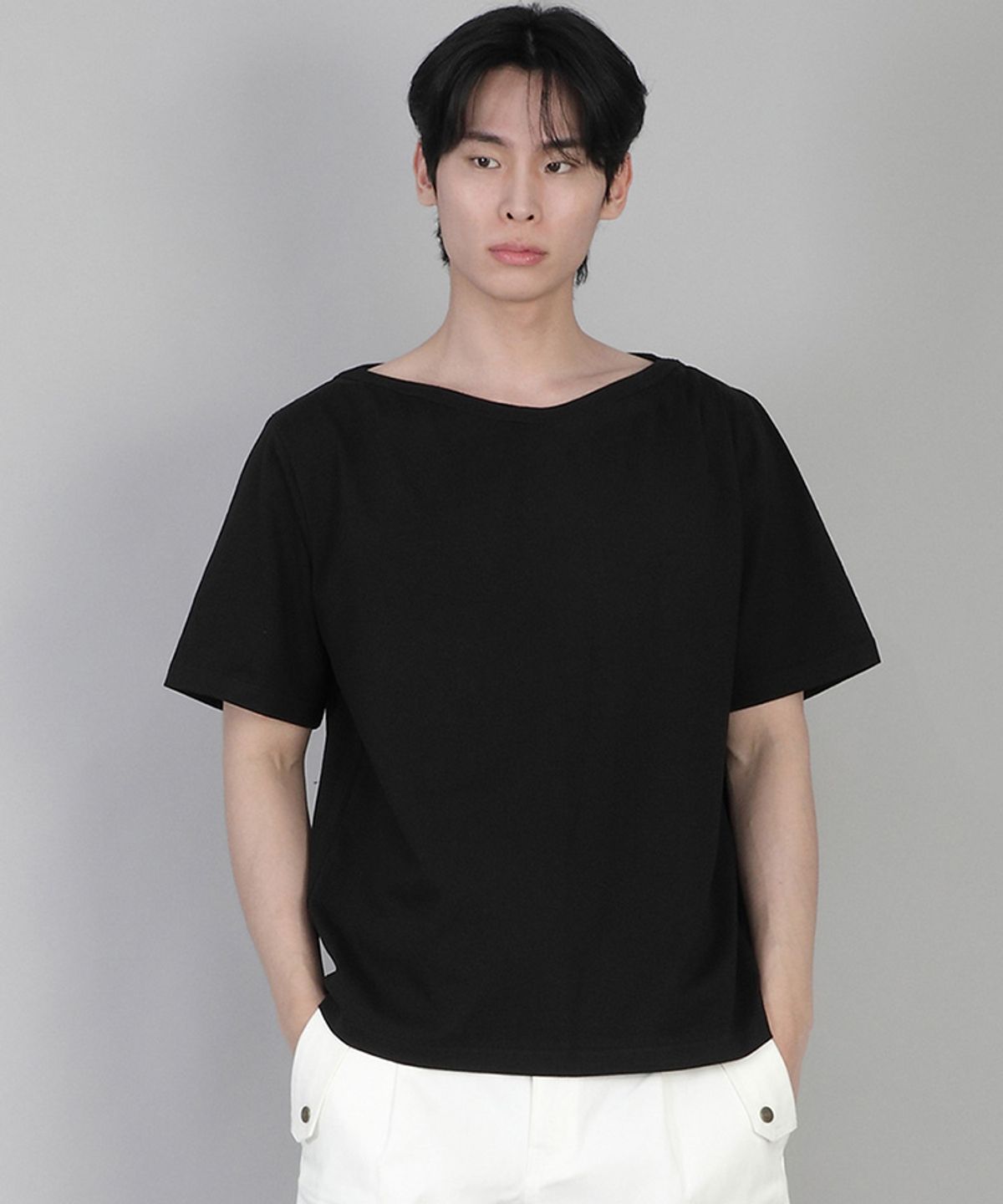 세인트크루(SAINTCREW) 무지 보트넥 반팔티 BSR-882 블랙