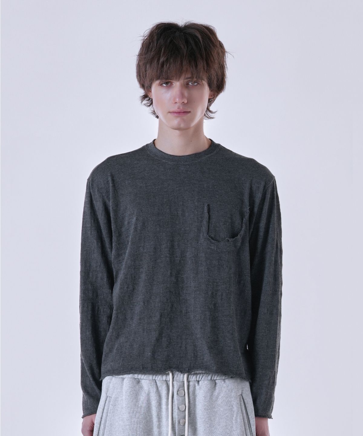 맨허튼프로젝트(MANHATTAN PROJECT) 빈티지 포켓 롱슬리브 차콜