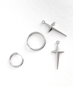 써지컬스틸 입체십자가 탈부착 원터치귀걸이/ GHME-204