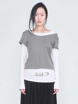 Scoop Neck Top _ Dark Gray