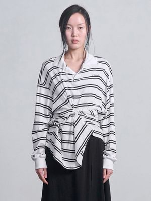 Stripe Button Top _ White