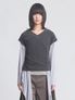 V-Neck Raglan Half Top _ Charcoal