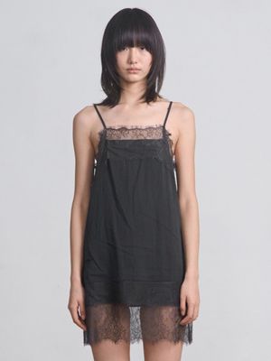 Lace Slip Dress _ Charcoal