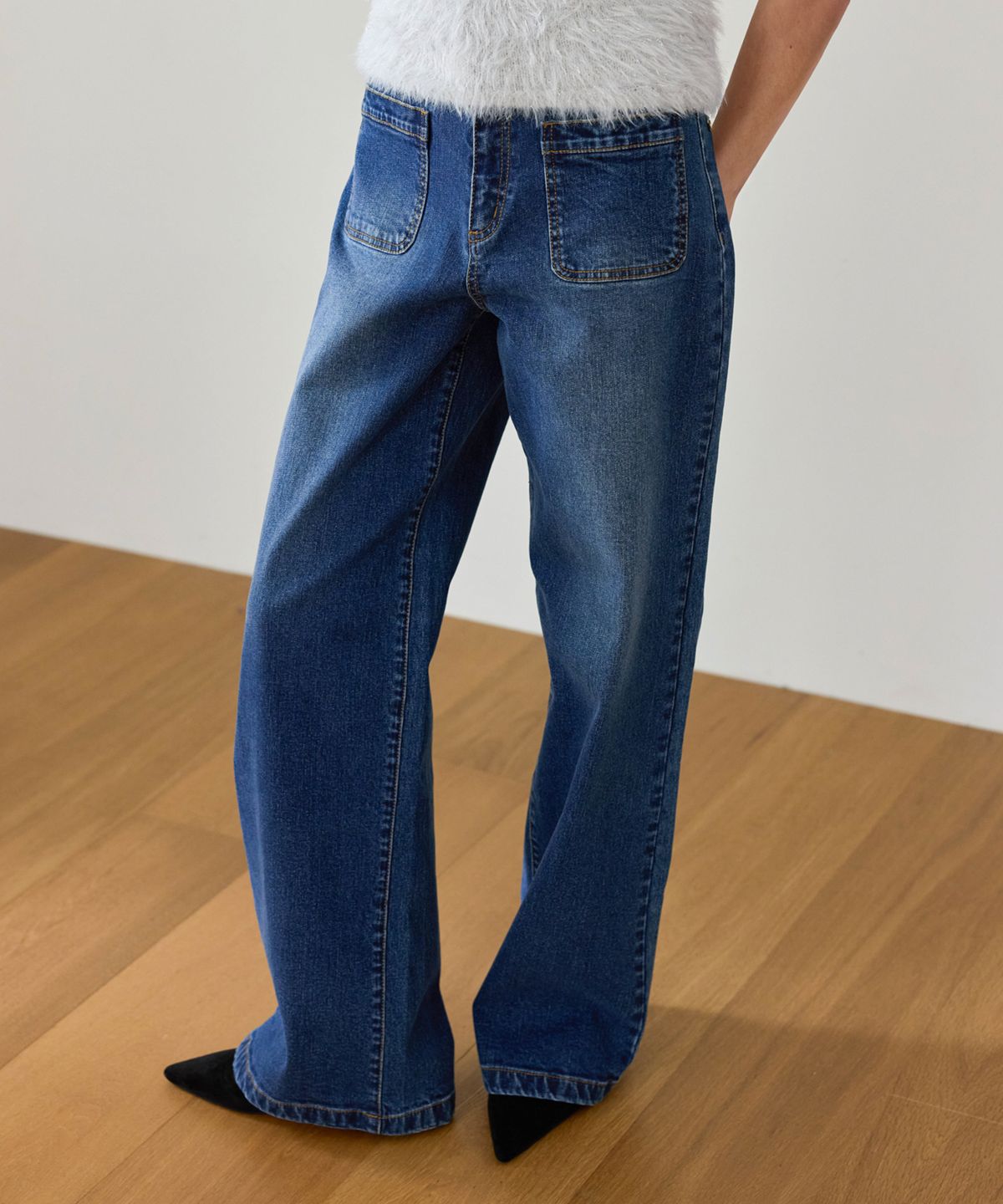 이보크에라(EVOKEERA) Out Pocket Wide Fit Denim Pants(Denim)
