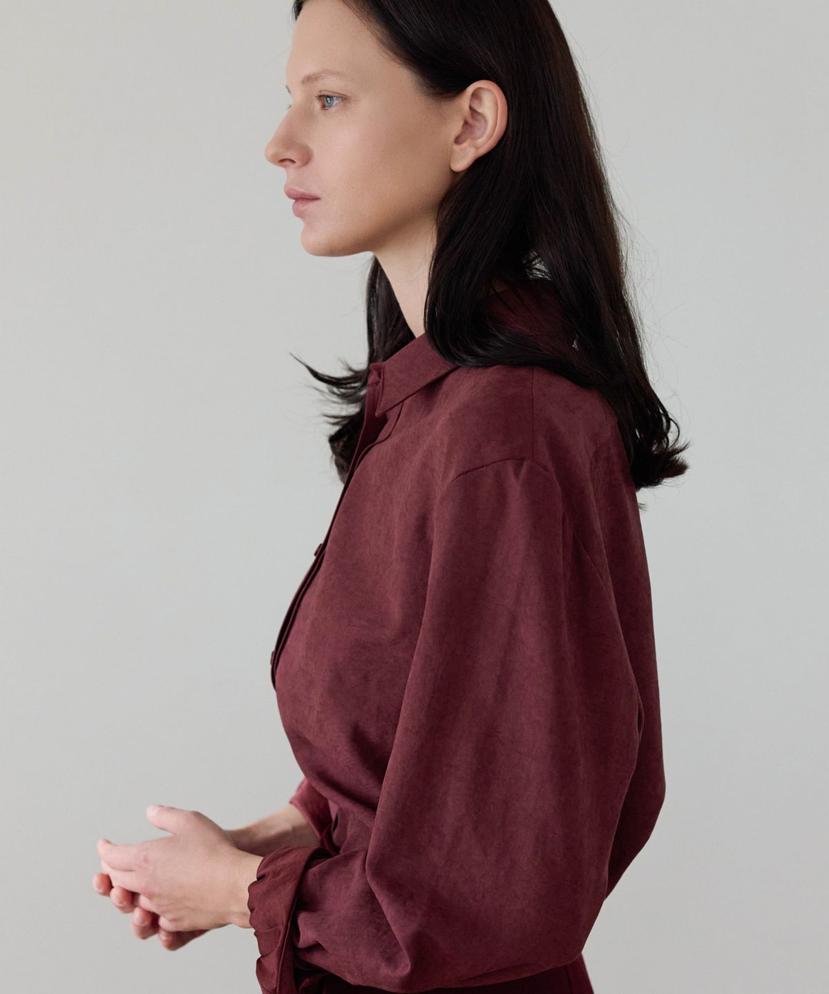 이보크에라(EVOKEERA) Soft Suedelike Shirt(Burgundy)