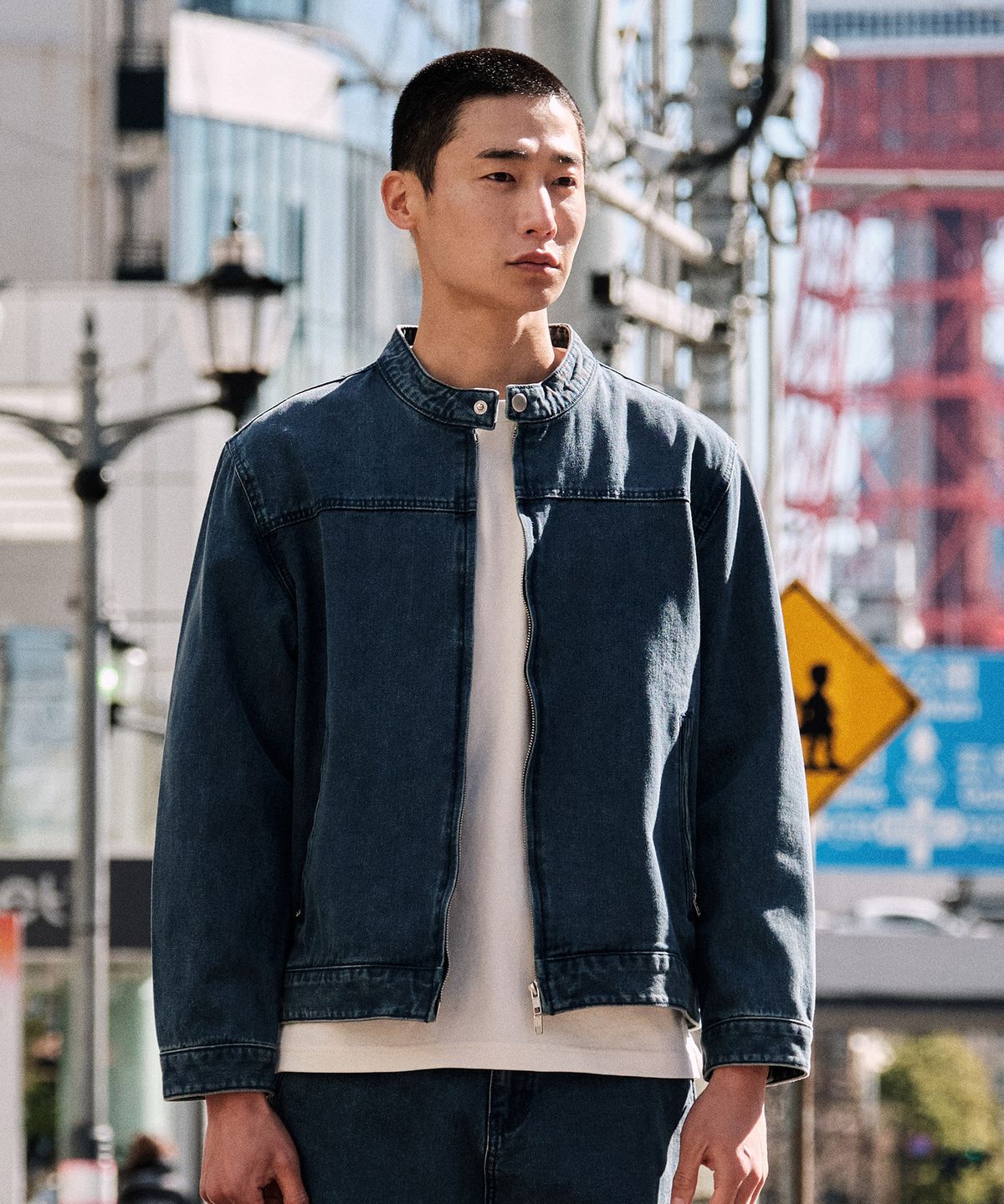 에스티코(STCO) DIEMS 데님 바이커 셋업 자켓 블루 (클래식핏)_DDJWA71CSL
