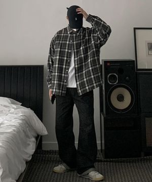 더 시티 헤비 체크 셔츠 (차콜)