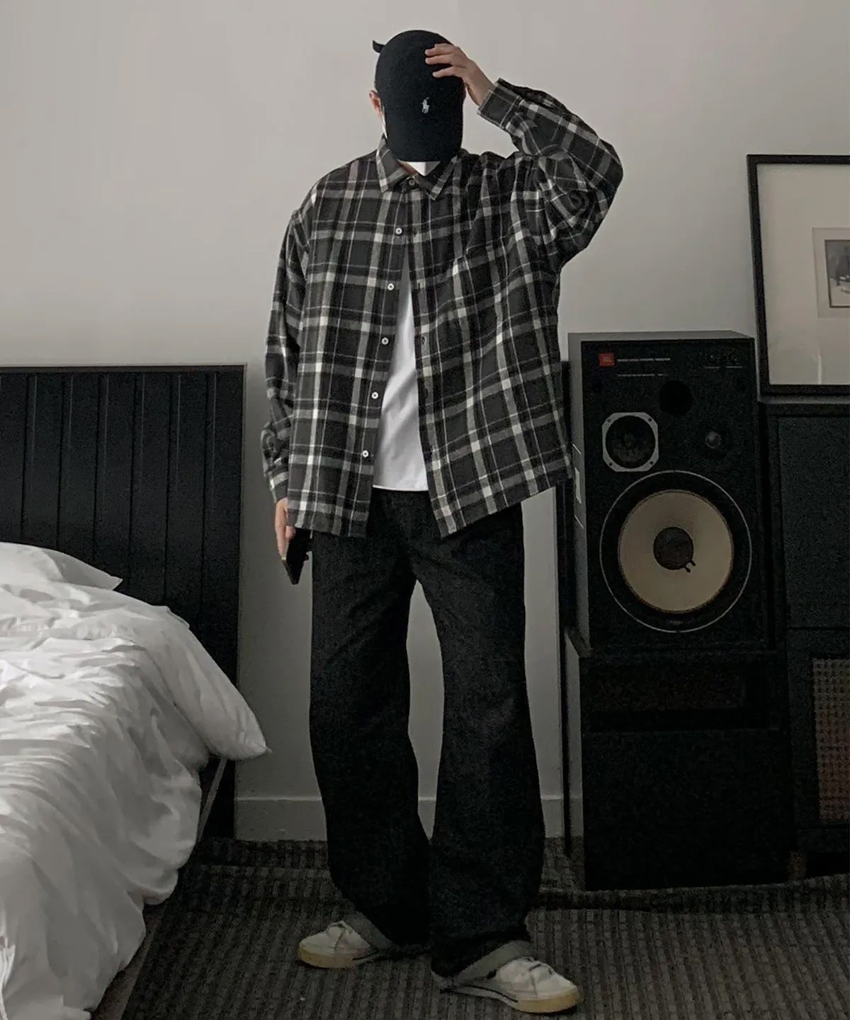 후크(HUKE) 더 시티 헤비 체크 셔츠 (차콜)