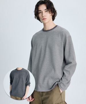 듀얼 리버서블 스트라이프 롱 슬리브 티셔츠  IETS6E201BK